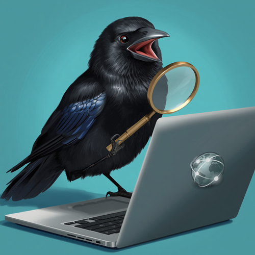 illustration of crow on a laptop working on Google Business Profile Setup